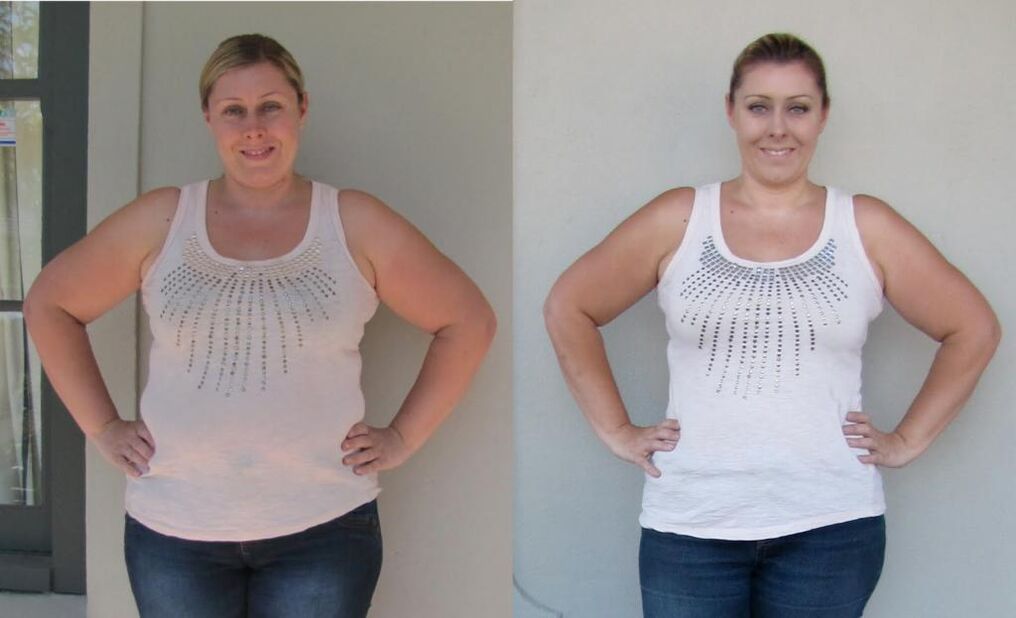 prieš ir po svorio metimo laikantis 6 žiedlapių dietos